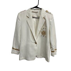 Vintage Marshall Rousso Blazer Jacket White Sz Small Gold Star Accents Retro
